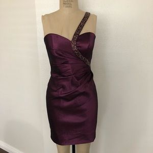 Beaded Sateen Cocktail Dress